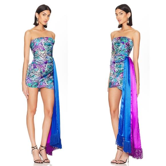 Bronx and Banco Selma Strapless Ruched Draped Mini Dress Size Large - Picture 2 of 10